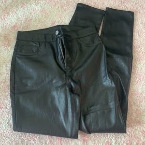 Crocodile Embossed Leather Pants